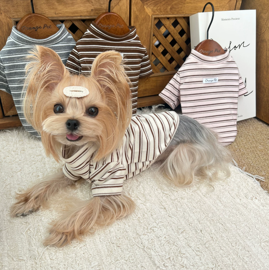 Striped Fleece Pet Turtleneck